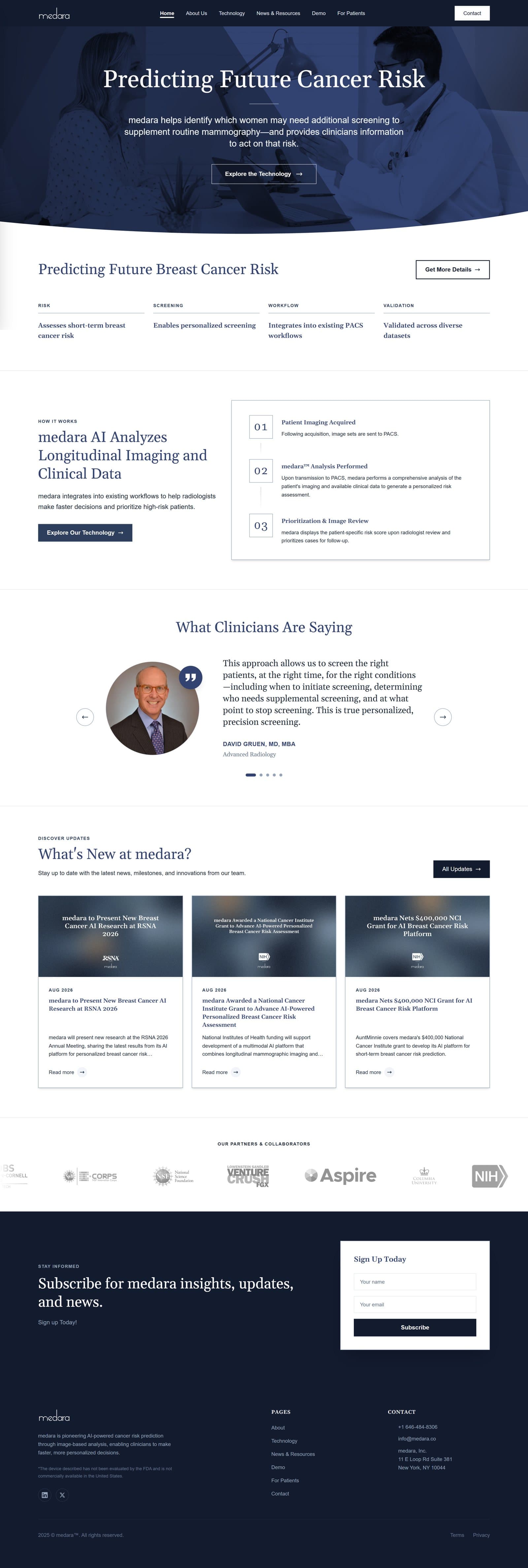 medara website, hero section